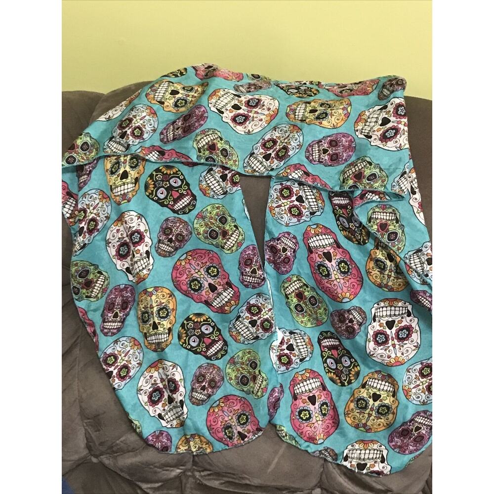 Greenbrier International Infinity Scarf Turquoise Sugar Skull Day of the Dead